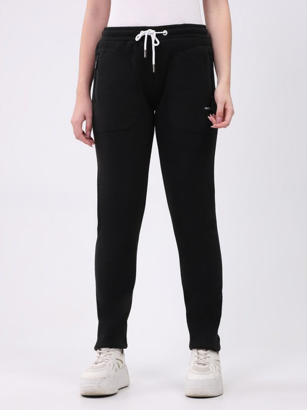 Rock.it Women Black Solid Regular Fit Winter Lower