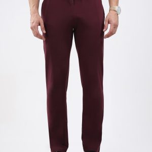 Men Maroon Solid Regular Fit Lower