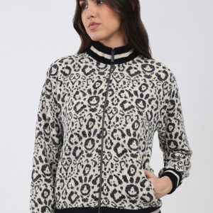 Women Black Printed Round Neck Full Sleeve Sweatshirt