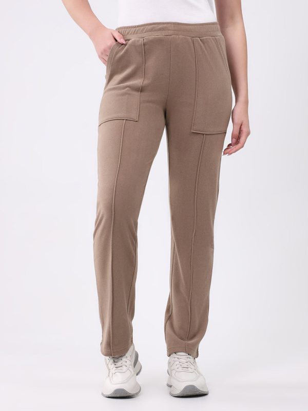 Women Khaki Solid Regular Fit Winter Lower