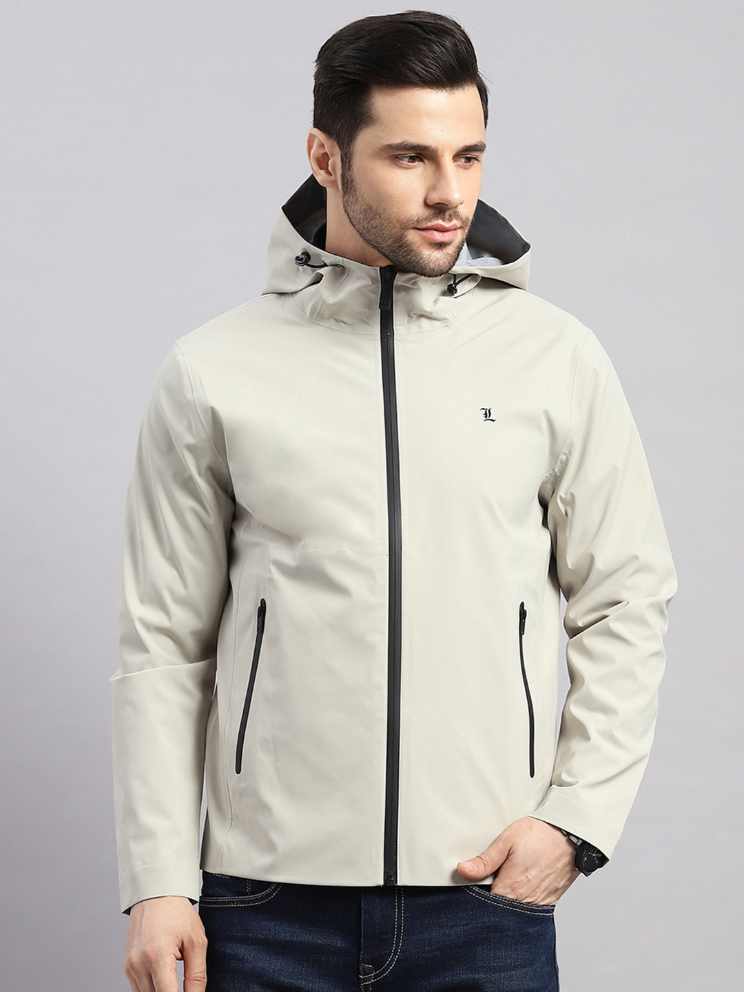 Luxuria Men Beige Check Hooded Full Sleeve Reversible Jacket