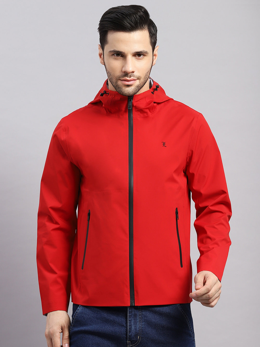 Luxuria Men Red Check Hooded Full Sleeve Reversible Jacket
