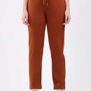 Women Brown Solid Regular Fit Winte Lower