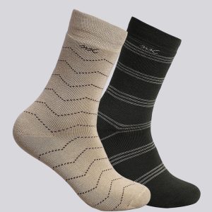 Men Wool blend Stripe Calf Length Socks (Pack of 2)