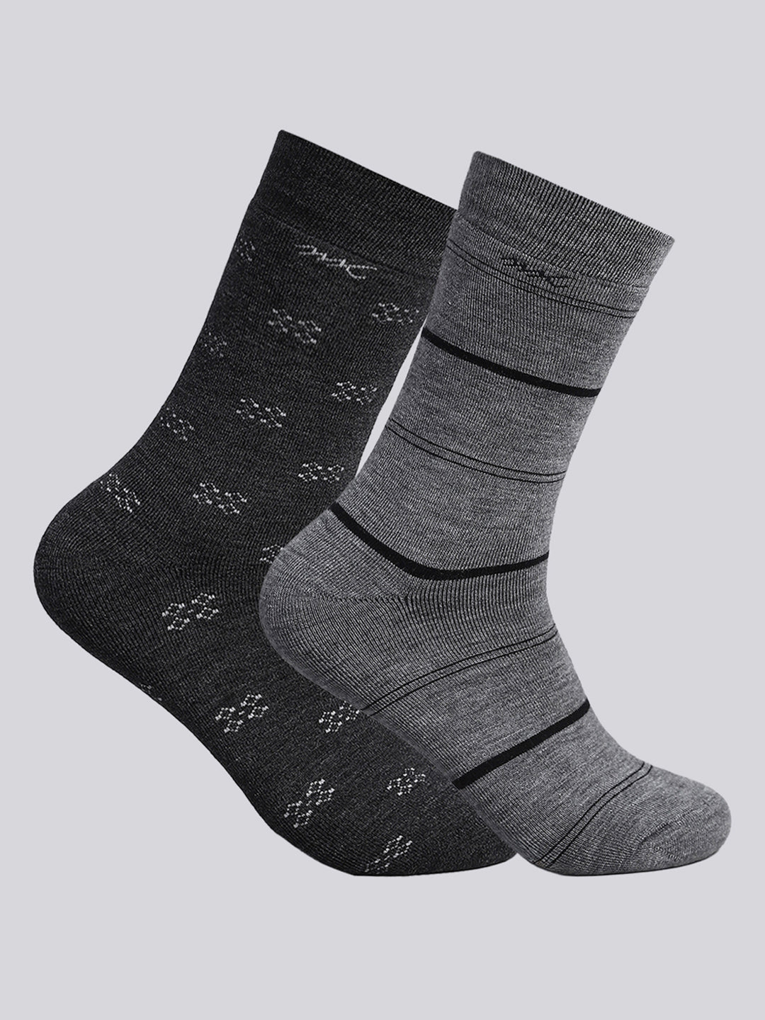 Men Wool blend Self Design Calf Length Socks (Pack of 2)